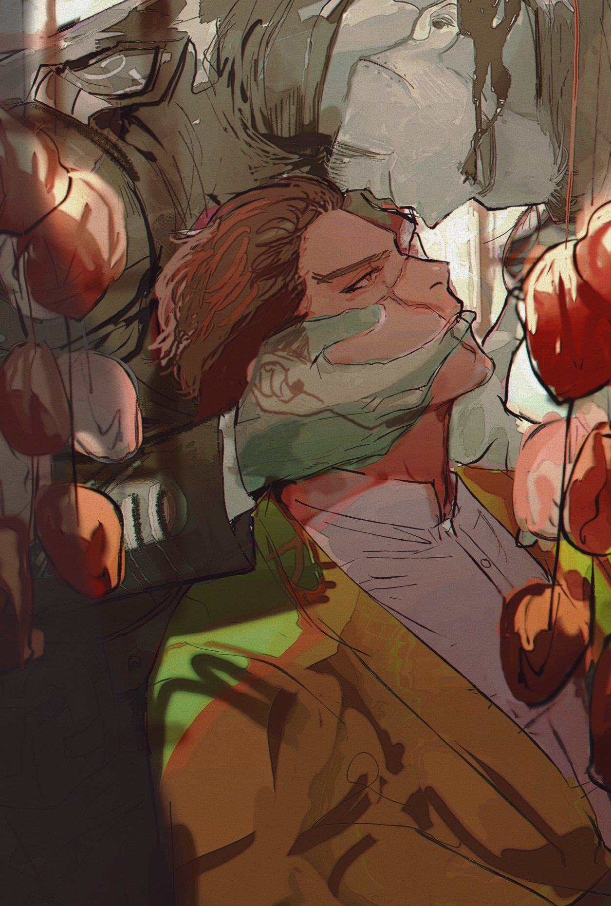 this digital art piece portrays a romantic moment between two