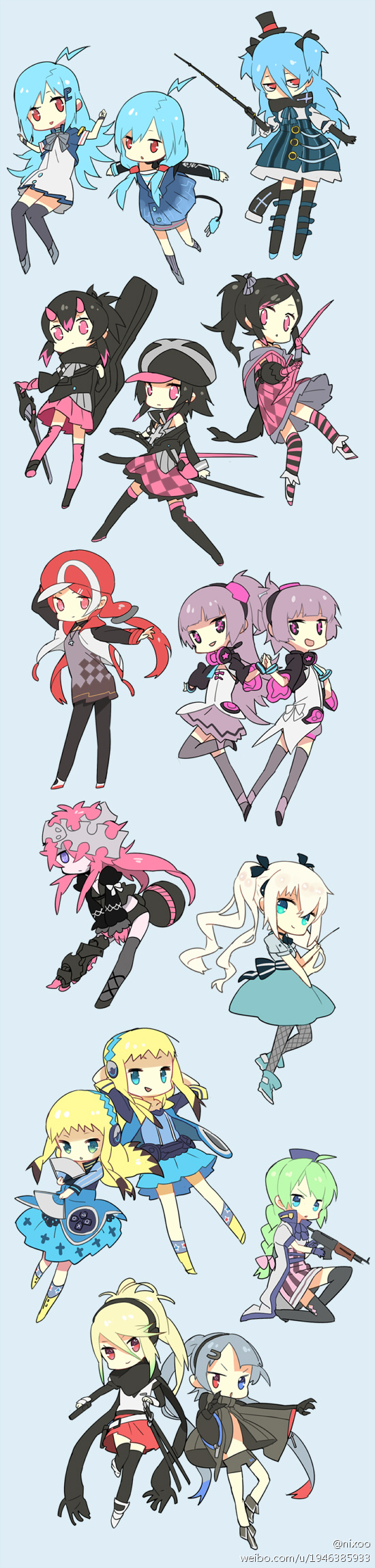 this illustration showcases a diverse collection of adorable animestyle chibi girls. each girl boasts a unique personality and appearance, evident in their vibrant colors and expressive features. from whimsical outfits to intricate hair styles, the details are meticulously crafted, adding to the overall charm of the piece. the characters are depicted in various poses, adding a sense of dynamism to the composition. this illustration serves as a delightful visual representation of the captivating world of anime.