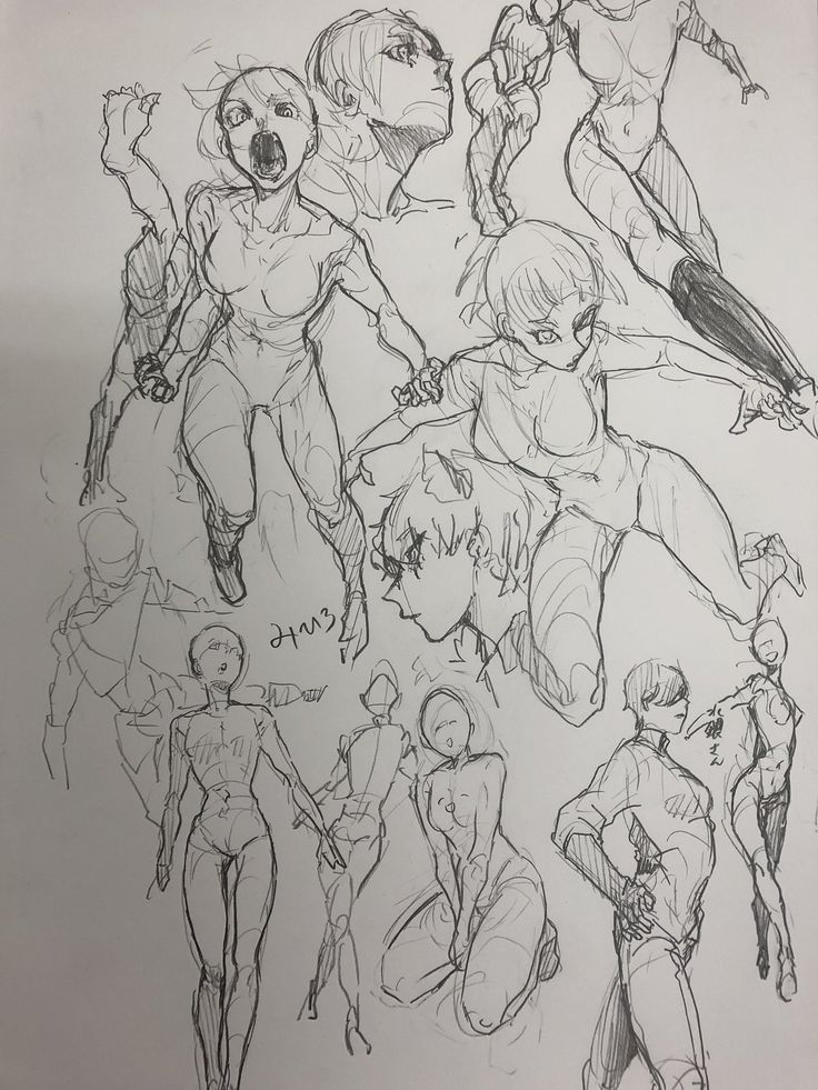 a sketch of several figures in various poses. the figures are all drawn in a dynamic style, with flowing lines and exaggerated proportions. the figures are drawn in pencil and appear to be unfinished, with some details missing. the sketches are wellexecuted, with good understanding of anatomy and form. the figures seem to be in motion, creating a sense of energy and excitement. the overall style of the sketch is loose and expressive, with a focus on capturing the essence of each figure. the sketch is a good example of how to use line and form to create a dynamic and expressive image.