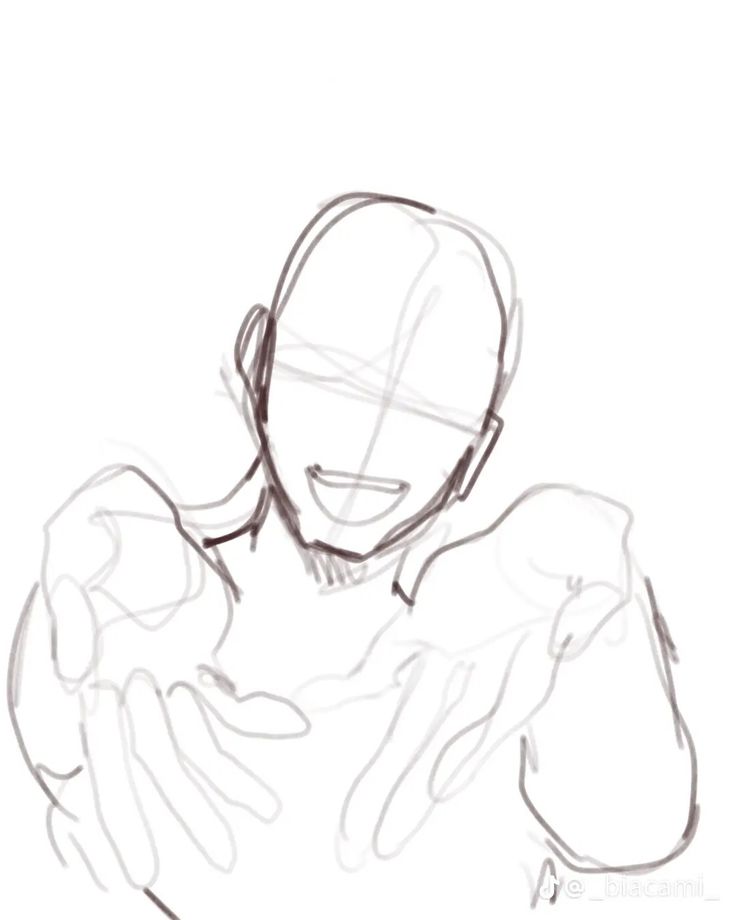 this is a line drawing of a man with a happy expression, holding his arms out in a gesture of embrace. his arms are bent at the elbow, and his hands are open and facing towards the viewer. the man is smiling, and his eyes are closed. the drawing is done in a simple cartoon style, with very few details. it is a clean and simple drawing, without any shading or color.