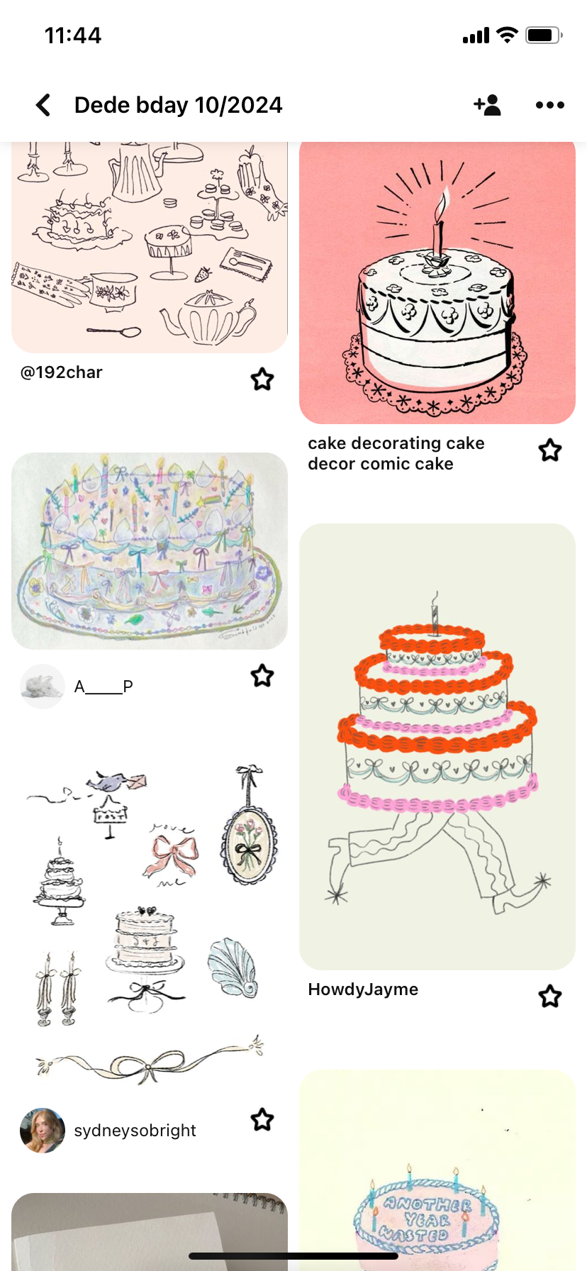 this image is a collection of birthday cake illustrations, mostly hand drawn. the images show different styles of cakes and decorations, some with a more vintage style.  there are several cakes in various stages of decoration. all the pictures are very cute and are perfect for inspiring anyone to bake and decorate a cake.