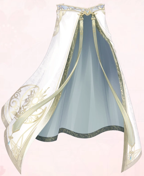 a long, white skirt with intricate gold embroidery and embellishments. the skirt is layered and has a flowing silhouette.