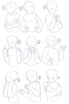 the image shows nine line drawings of people in different poses. each drawing is a simple outline of a person with no detail in the face, clothing, or other features. the figures are in different poses, with their arms and legs in different positions. the drawings are done in a simple, cartoon style and are intended to be used as a reference for drawing human figures.