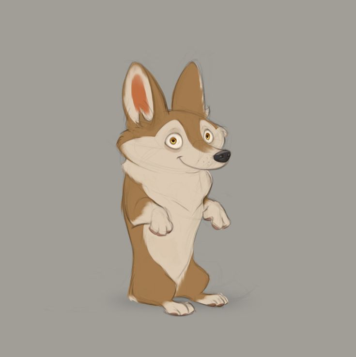 cartoon drawing of a brown corgi standing on its hind legs.