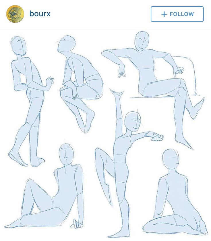 this is a sketch of several figures in different poses, all drawn with light blue lines. the sketches are drawn on a white background. the image is a great reference for artists looking for ideas or inspiration for different body poses.