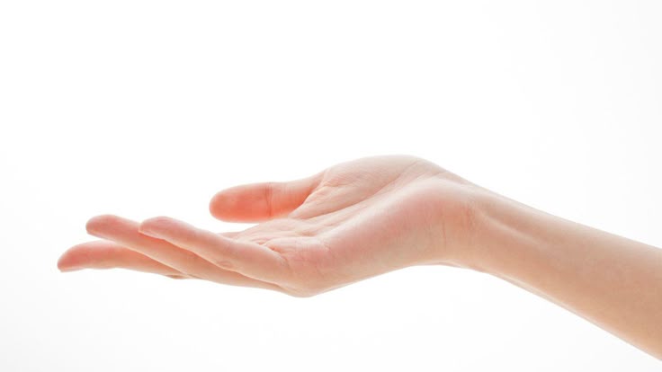 an open, fairskinned human hand is presented against a bright white background, palm up. the fingers are slightly curled, suggesting a gesture of offering or receiving. the wrist and part of the arm are visible, fading into the white background.