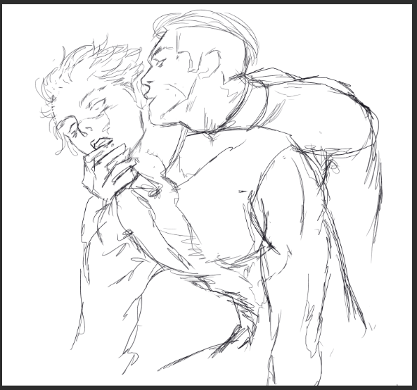 a pencil drawing of two men