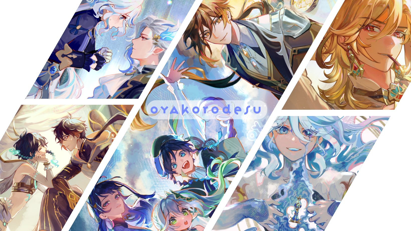 the image is a digital art collage of various anime characters. the characters are all drawn in a style reminiscent of japanese manga and anime. the characters are a mix of male and female, and they are all smiling and looking happy. there are also a number of colorful, decorative elements in the image, such as flowers, stars, and hearts. the image is full of vibrant colors and energy, and it creates a sense of joy and excitement.