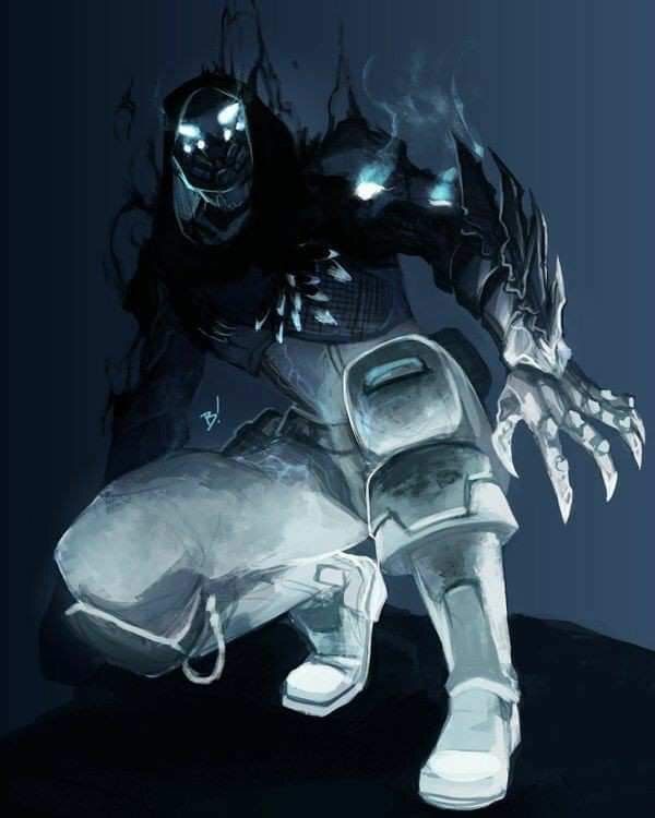 this illustration depicts a shadowy figure clad in a dark, hooded robe and cybernetic enhancements. the character's face is concealed by a mask, and its glowing eyes pierce through the darkness. its skeletal hand, adorned with sharp claws, extends towards the viewer, creating a sense of menace and mystery. the figure appears to be a hybrid of human and machine, hinting at a futuristic or scifi setting. the overall tone of the illustration is dark and foreboding, suggesting a sense of danger and the unknown.