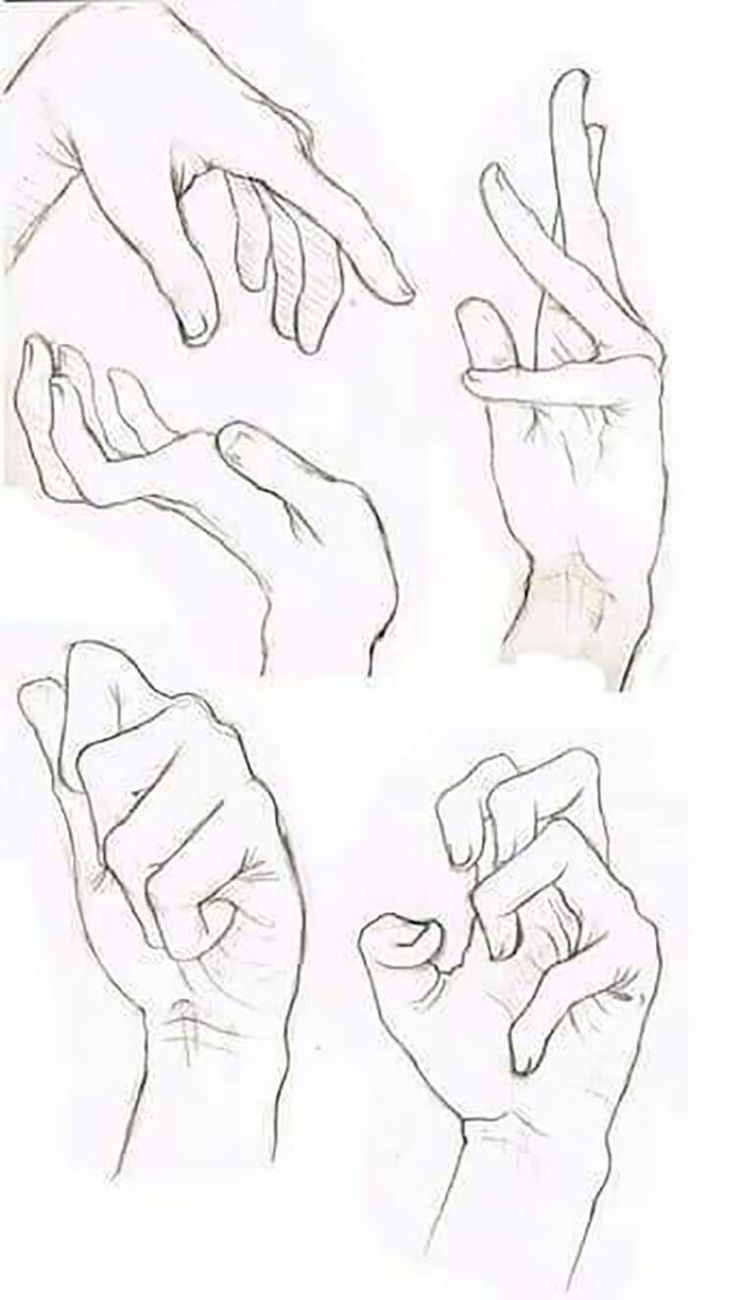 this image is a hand drawing of several different hands in various positions. each hand is sketched with fine lines and simple shading.  the hands are all drawn from a slightly above perspective and the drawing style is minimal, focusing on the structure of the hands. the hand drawing is done in black pencil on a white background.