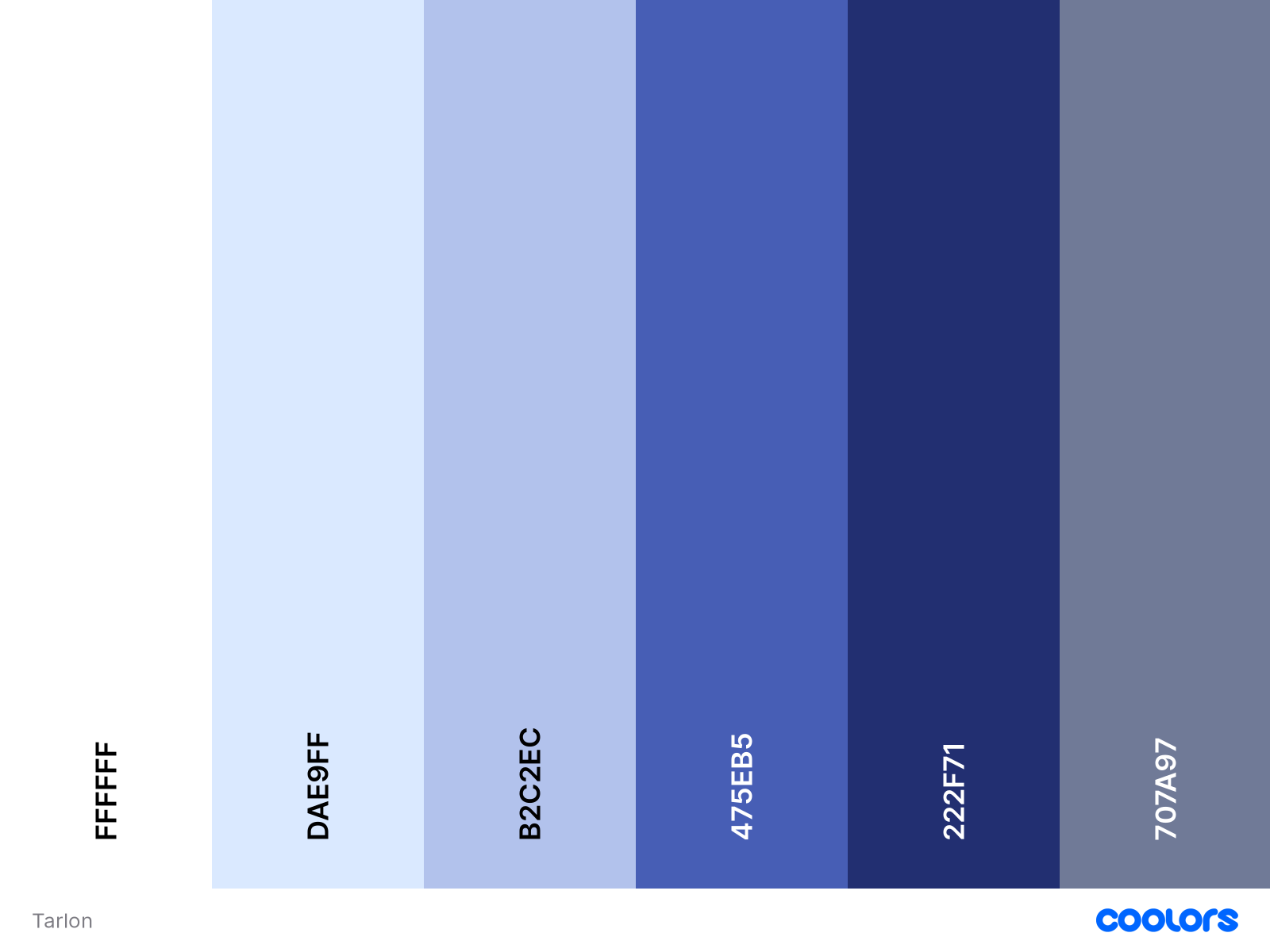 the image shows a palette of five colors ranging from white to dark blue.