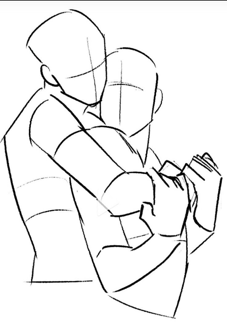 a simple black and white line art sketch of two people hugging. the figures are drawn in an outline style, with no shading or details. they are depicted with their arms wrapped around each other, their heads close together. the lines are fluid and expressive, suggesting a sense of intimacy and affection. the drawing is minimalist and abstract, focusing on the gesture of the hug and the connection between the two figures.