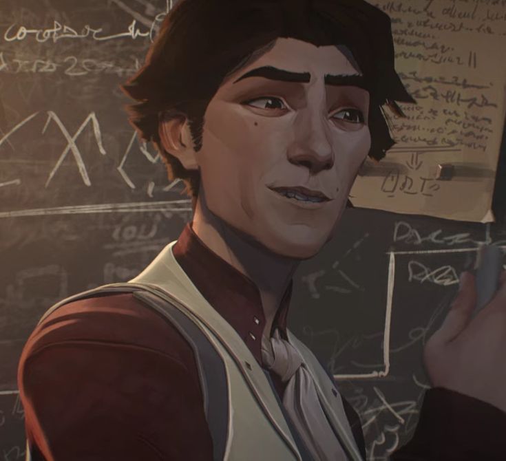 a man with a dark brown beard and mustache, dressed in a white shirt and a dark brown vest, stands before a chalkboard in a classroom. he is gazing off into the distance, lost in thought. the blackboard behind him is filled with scribbled notes and equations, hinting at a scholarly atmosphere. the man's facial expression suggests he is deeply engaged in contemplation, perhaps pondering a complex problem or a philosophical question. the overall image evokes a sense of intellectual curiosity and scholarly pursuit.