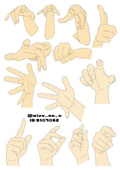 the image is a drawing of 15 hands in different positions, demonstrating various hand gestures and poses. the drawing is done with black outlines and minimal shading, likely intended as a reference for artists.