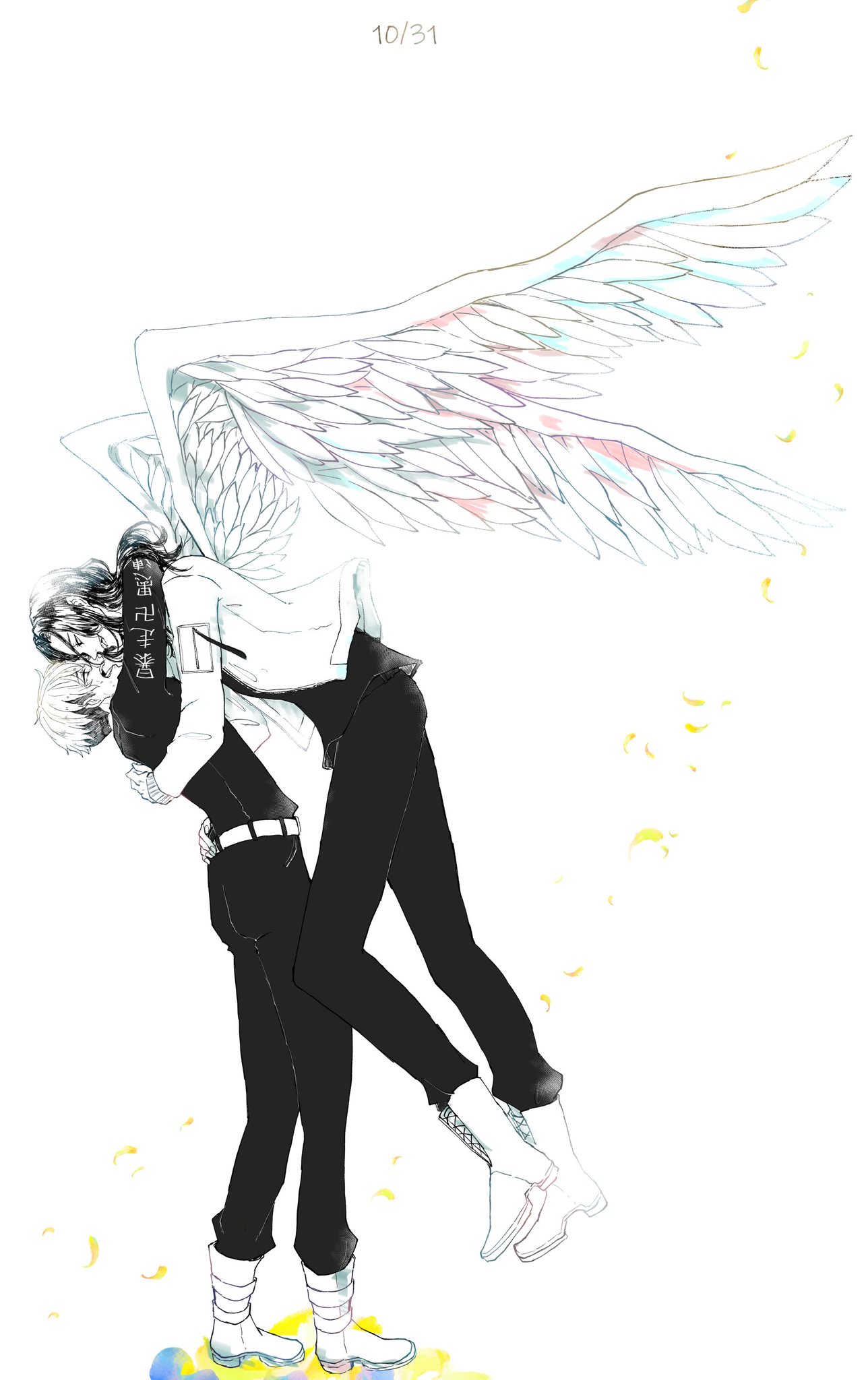 the image is a drawing of two anime boys
