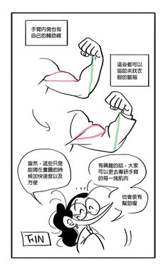 this image is an art tutorial demonstrating how to draw the muscles of an arm. it includes diagrams and annotations in chinese explaining the process. ```