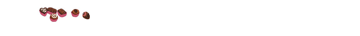 the image shows a collection of various chocolate cupcakes and desserts. some are in pink cupcake holders, while others are simply chocolate sweets.