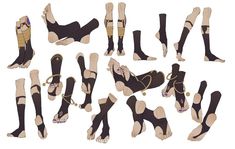 a drawing reference sheet showing many different poses of feet.