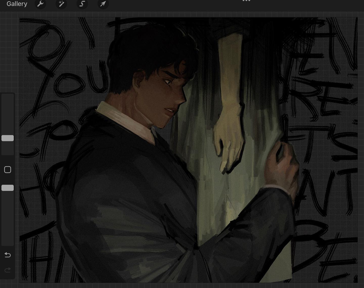 the illustration features a man and the ghostly apparition of a woman. the scene is dark and dramatic, lit with lowkey lighting that emphasizes the figures and creates a sense of mystery and suspense. the man is dressed in dark clothing and looks intently at the ghost, his expression a mixture of sorrow and longing. he reaches out as if to touch her, but her spectral form suggests an insurmountable barrier between them. the woman is depicted in a flowing white gown, her figure translucent and ethereal, highlighting her otherworldly nature. the overall atmosphere is one of haunting beauty and unspoken emotion.