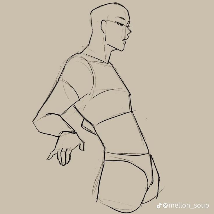 a simple line drawing of a woman in a crop top and underwear, posed in a side profile with her hand resting on her hip. the drawing is done in black and white and has a slightly unfinished feel, as though it's a sketch. the woman has short hair and is wearing glasses.