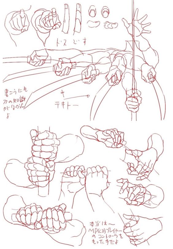 this is a hand anatomy guide drawing. it shows how to draw hands in different positions. it is drawn in pencil. the drawing is a little messy, but the guide is helpful.
