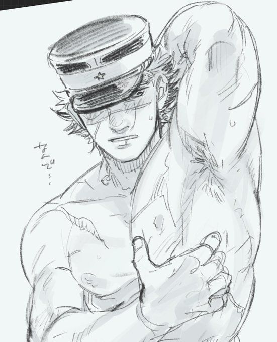 this is a pencil sketch of a man in a military uniform and hat. he's looking down and has a stern expression on his face. his right arm is raised and his hand is near his chest. he's a strong, muscular man. the drawing is detailed and has a realistic style.