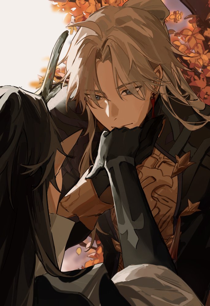 a closeup portrait of two anime characters, both male. the character in the foreground has long, white hair, and is wearing black clothing. the character in the background has black hair and is wearing white clothing. the characters are looking at each other, with the character in the foreground looking at the camera. they appear to be in a serious conversation with a quiet, intimate atmosphere. they are both very handsome and have a lot of detail in their character design.  the image is likely from a manga or anime series.