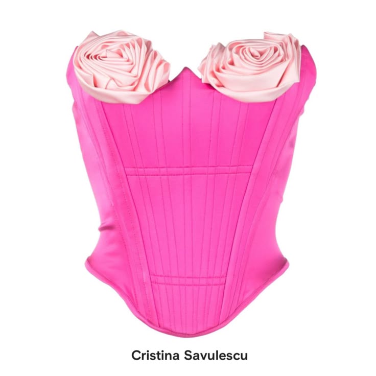 a hot pink bustier with roses on top.
