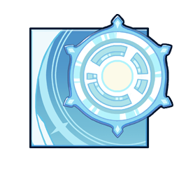 a blue and white circular icon with a glowing white center. the icon has a futuristic design and is surrounded by a blue background. this symbol could be used in a video game or other digital application.