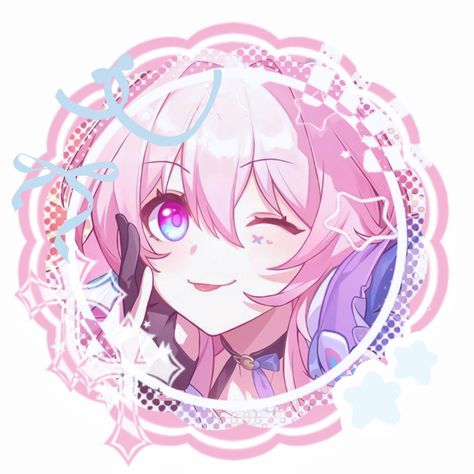 the image showcases a closeup portrait of an anime girl, characterized by her vibrant pink hair and captivating blue eyes. she offers a playful wink, her expression radiating an aura of cuteness that is amplified by the soft, ethereal lighting. the overall aesthetic leans towards a delicate and feminine style, with a color palette dominated by various shades of pink.