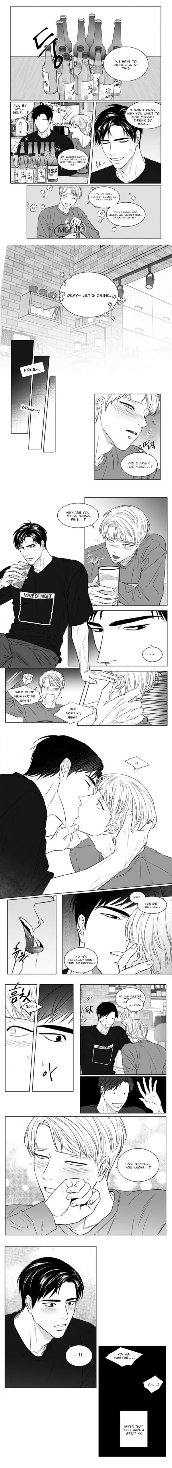 he image is a collection of panels from a manga or manhwa, telling a story about a romantic relationship between two men.  the art style is black and white, with varying levels of detail across the panels.  several panels depict the couple kissing or intimately close. other panels show individual characters exhibiting various emotions, with dialogue and speech bubbles conveying their thoughts and conversations. the overall mood is romantic and intimate, with moments of both tenderness and potentially conflict implied by the characters' expressions and the sequence of events.