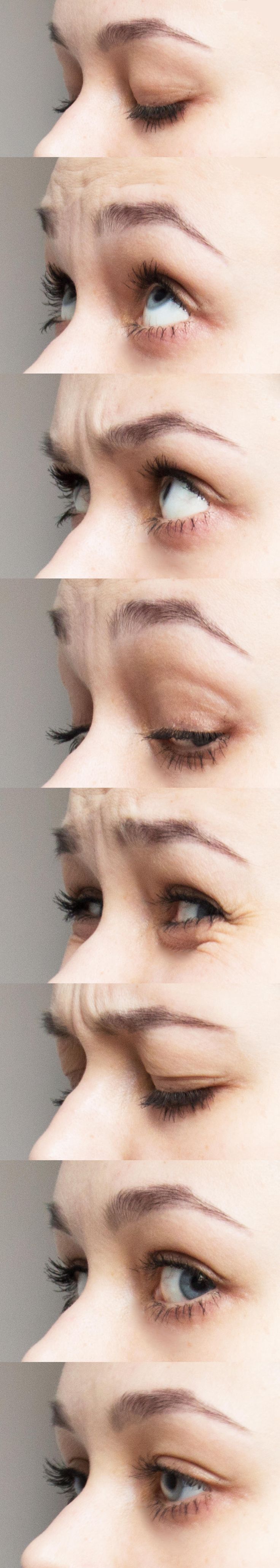 this image shows the face of a young woman, with her eyes looking directly at the camera. the focus of the image is on her eyes, which are close up and wellmade up with eye liner, eye shadow, and mascara. the image is cropped to show the eyes and eyebrows, so the background is not visible. the woman's skin is flawless and the image appears to be a professional photograph.