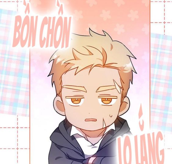 a digital illustration of a young man with blonde hair styled up. he has a grumpy expression. the style is cartoon/comic and the colors are soft and warm. there is vietnamese text in the image.
