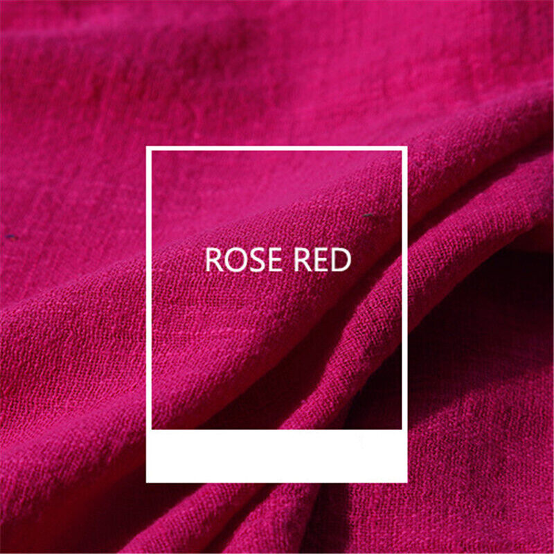 the image shows a closeup of rose red fabric. the fabric is textured and has a slightly wrinkled appearance. there is a white square label in the center of the image with the text "rose red" in black.