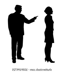 a silhouette of a man and a woman standing opposite each other. the man is pointing his finger towards the woman and appears to be angry or frustrated. the woman is standing with her arms crossed and looks upset or hurt. this image suggests a conflict or disagreement between the couple, possibly leading to a break up or separation.