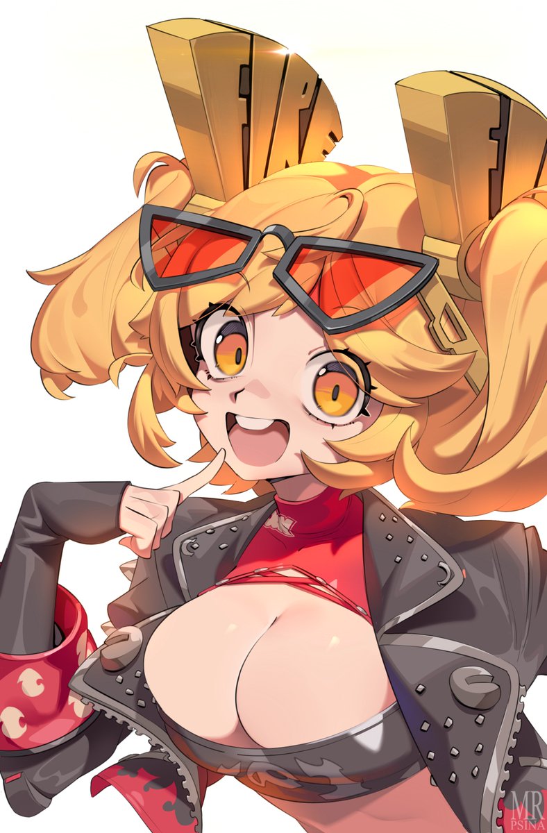 a drawing of an anime girl with blonde