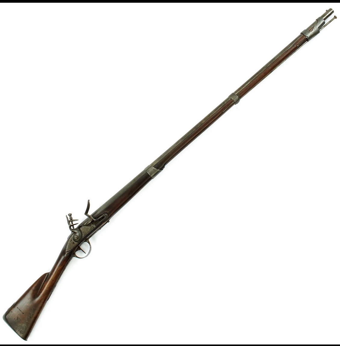 a long antique musket firearm.