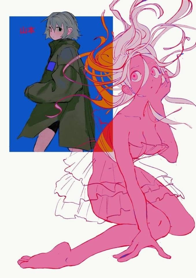 the image is a digital illustration of two anime girls, both wearing different styles of clothing. the girl in the foreground is wearing a pink dress, while the girl in the background is wearing a green jacket. the girls are positioned in a way that suggests they are interacting with each other. the illustration has a vibrant color scheme and uses bold lines to create a dynamic visual. the girls are drawn in a style that is both playful and evocative, and the image is sure to capture the attention of anyone who sees it.