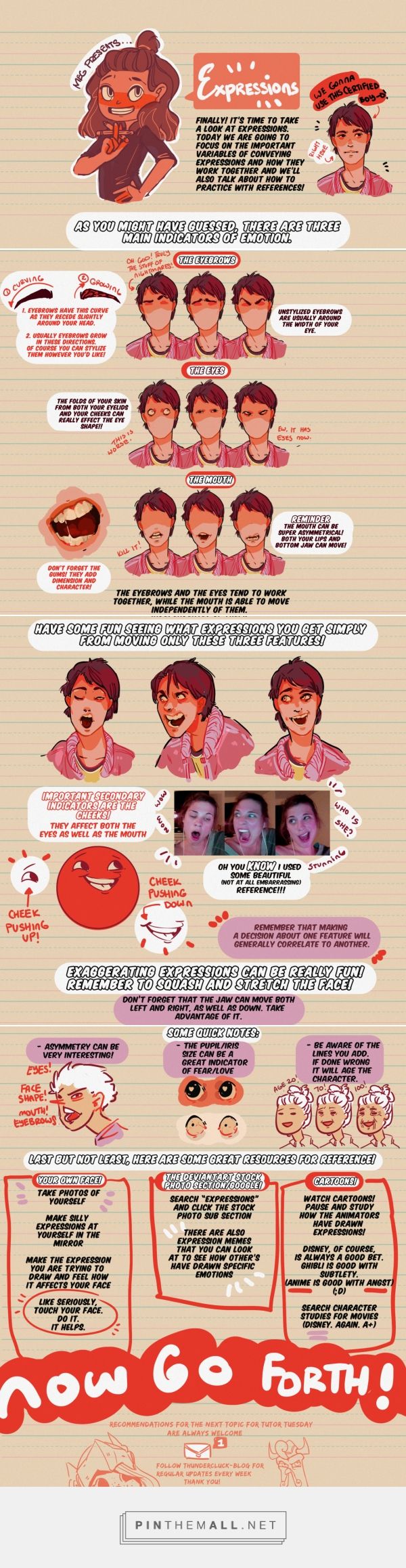 the image is an infographic about drawing facial expressions. it is designed as an artist tutorial and features a variety of expressions illustrated on a male and a female character. the infographic provides tips on how to draw different emotional states, such as happiness, sadness, anger, and surprise. it also covers how to use eyebrows, eyes, and mouths to convey these emotions effectively.