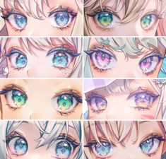 the image showcases a collection of digital illustrations, each featuring a pair of captivating animestyle eyes. the artistry emphasizes vibrant colors and delicate details, capturing various eye shapes, colors, and expressions. from soft pastels to bolder hues, the artwork highlights the expressiveness and allure of anime eyes.
