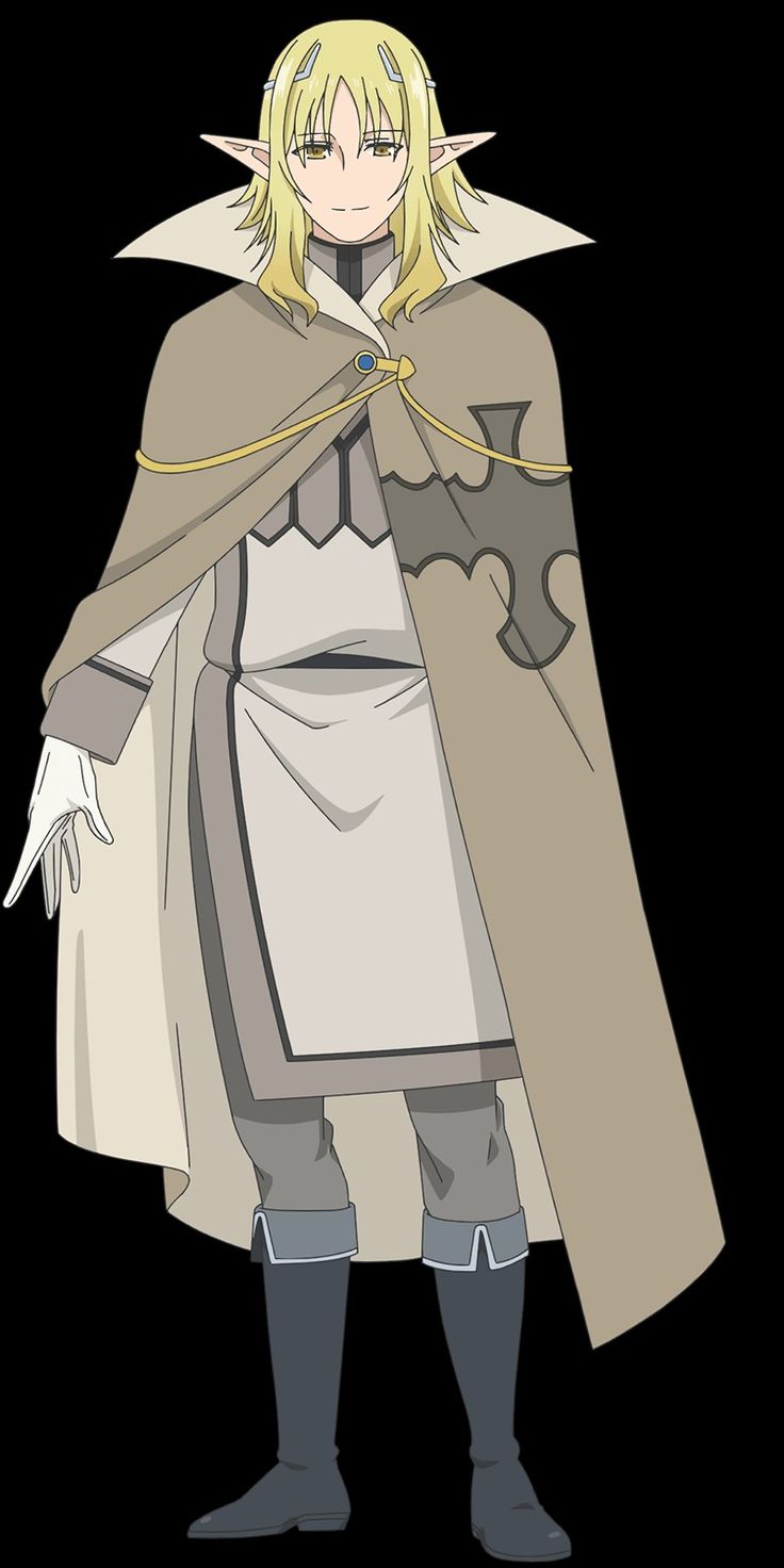 this is a digital illustration of a male anime character. he has long blonde hair, pointy ears, and is wearing a long grey coat with white gloves. he is also wearing grey pants and black boots. he has a serious expression on his face.
