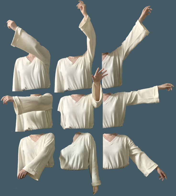 a collage of nine images showcasing a white, longsleeved, vneck sweater in various poses. each image highlights a different angle and detail of the garment, emphasizing its loose fit and relaxed silhouette. the images are arranged symmetrically, creating a visually appealing and informative presentation.