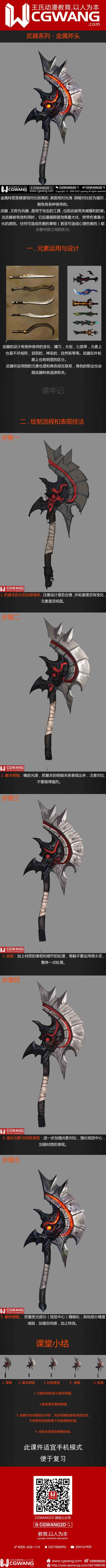 the image showcases a 3d model of a stylized axe, likely designed for a video game.  it is presented on a dark background with dramatic, focused lighting that highlights the weapon's details and intricate design.  the axe features a menacing, jagged blade and a skeletal handle, suggesting a dark fantasy theme.  multiple views of the axe are presented in a grid format, allowing viewers to see it from various angles.  the bottom portion of the image appears to contain information about the asset or its creators, although it is blurred and illegible.