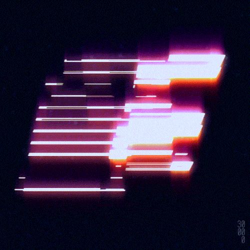 this image is a digital art piece,  a series of lines  that create a glitch effect. it has a futuristic, abstract  look.  the lines are neon pink and orange, which creates a contrasting look on a black background.