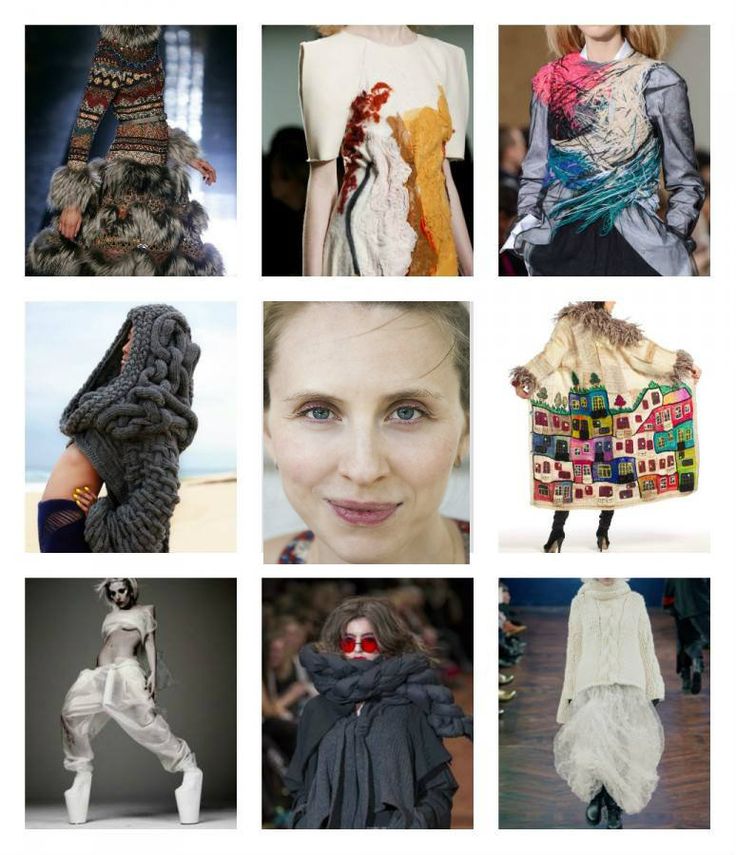 this is a collage of nine images showcasing different fashion styles. the images feature models wearing unique and avantgarde outfits. some of the outfits are bold and colorful, while others are more minimalist and chic. all of the outfits are creative and expressive, reflecting a diverse range of fashion sensibilities. the models pose confidently, embodying the spirit of individuality and style.