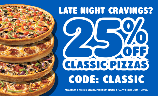Save 25% Off Classic Pizzas