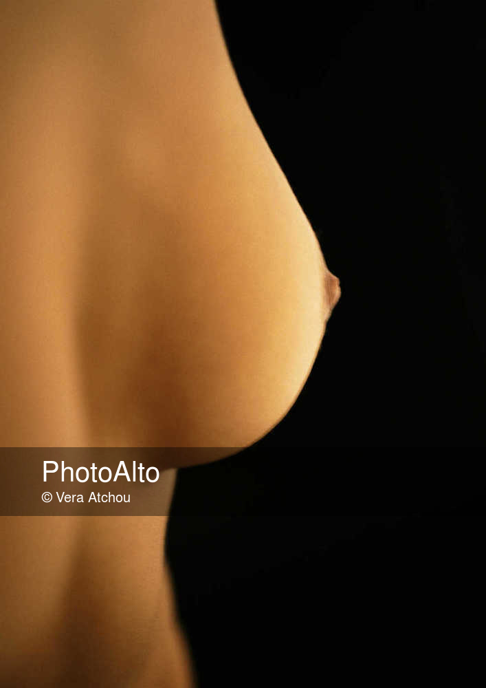 Woman's bare breast, side view, close-up, Stock Photo, Picture And