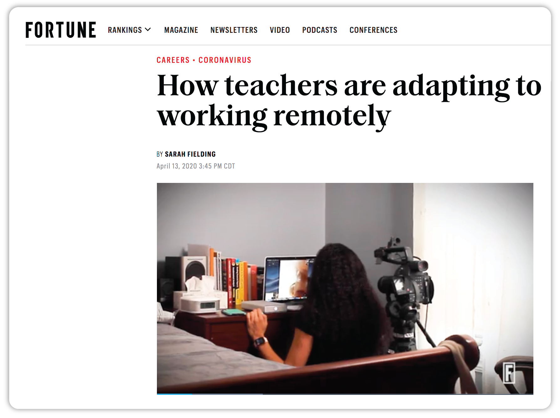 Screenshot of Article in Fortune Magazine.