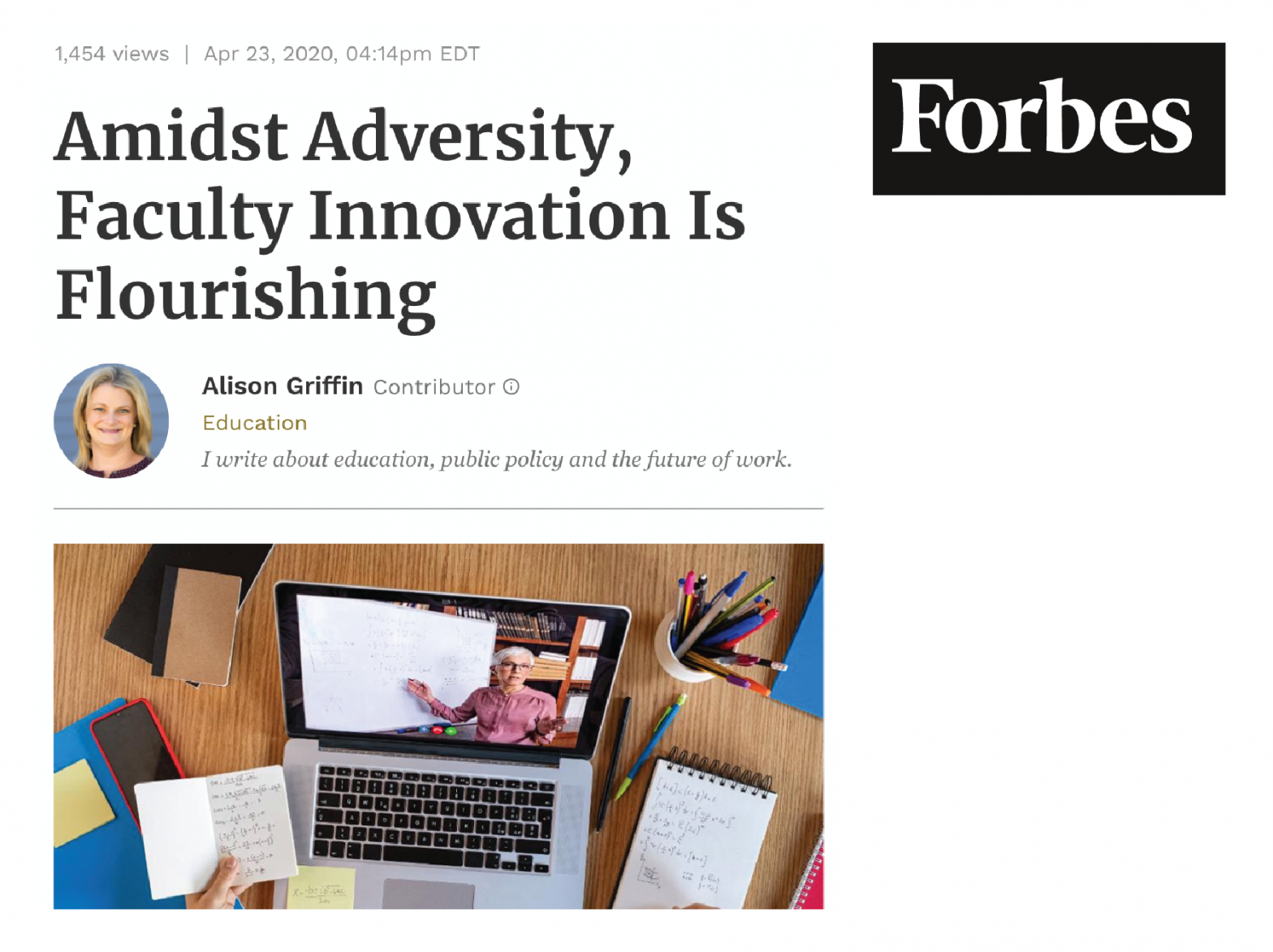 Screenshot of Forbes Article
