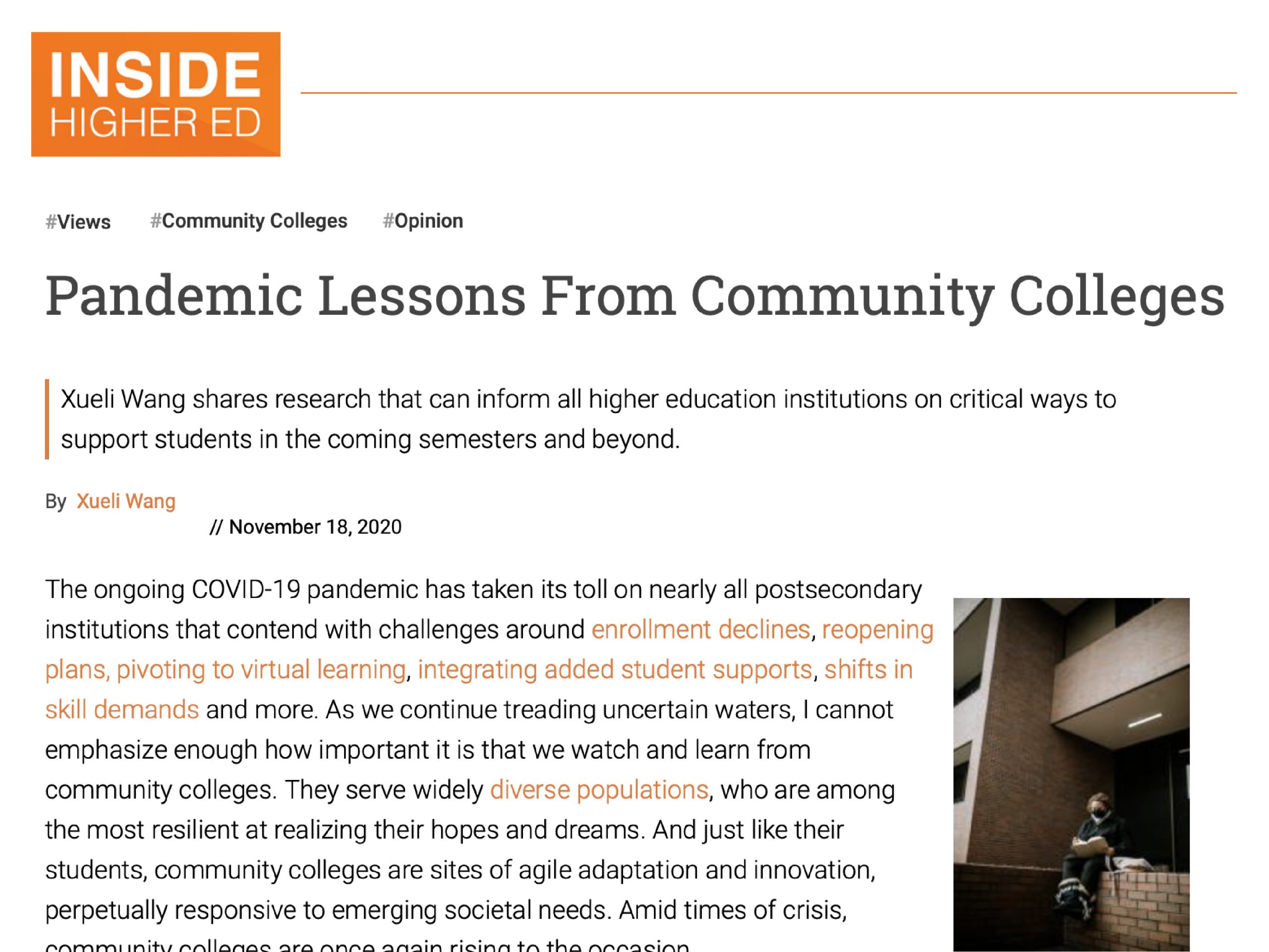 New Article from Inside Higher Ed Highlights Lessons Learned During